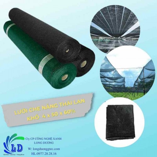 Lưới Che Nắng Thái Lan Đen 4x50x60% Cắt Nắng